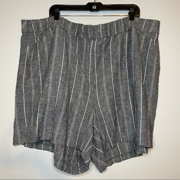 Lane Bryant Gray Striped Linen Tailored Shorts Comfort Waist Plus Size - Picture 3 of 10